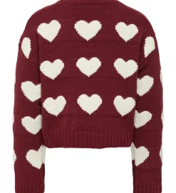 Kids Only Bluse - Strik - KogSus - Cabernet/Heart/Egret