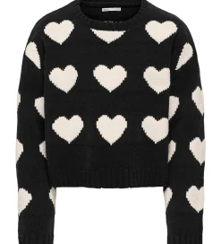 Kids Only Bluse - Strik - KogSus - Black/Heart/Egret