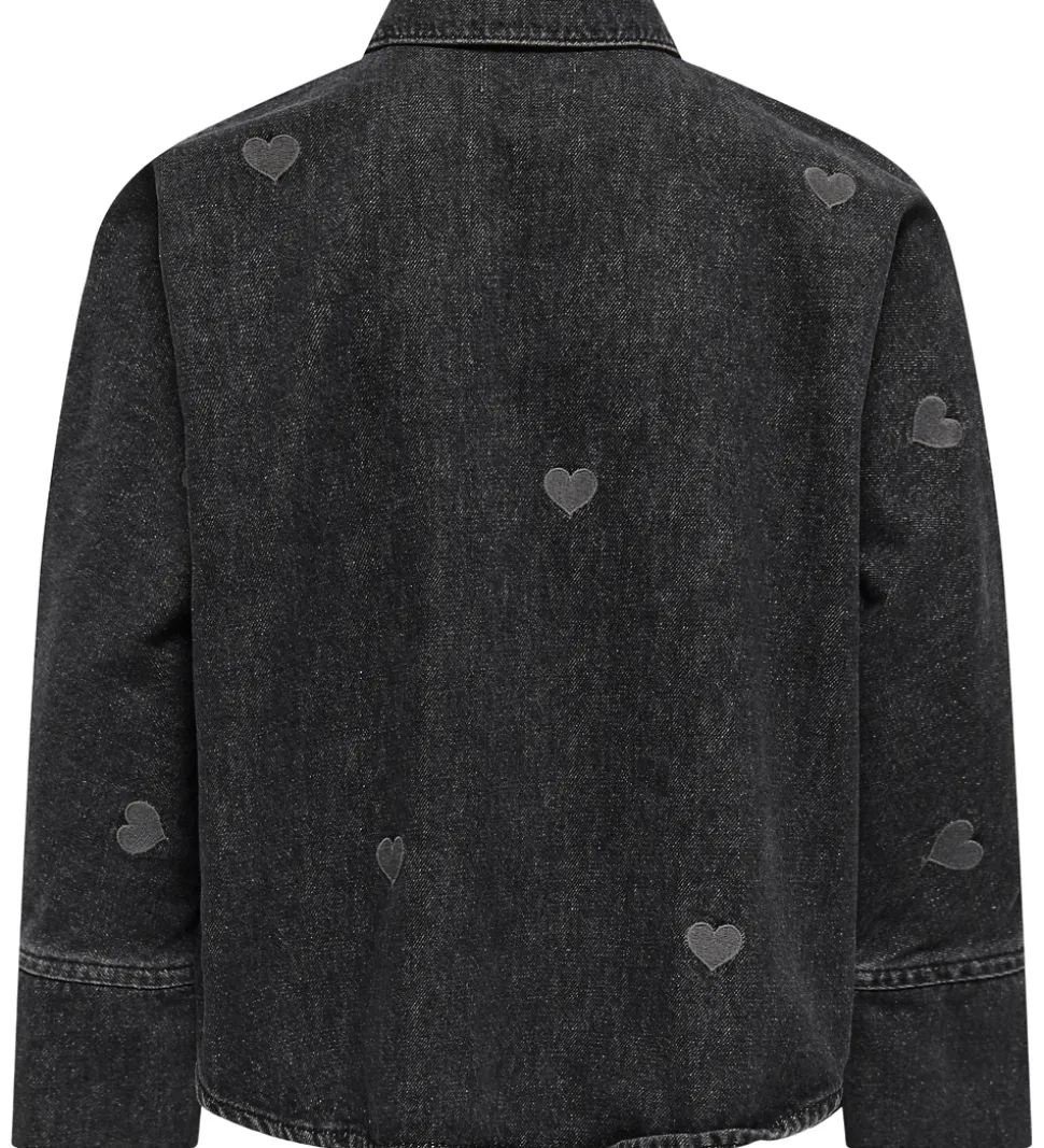 Kids Only Skjorte - KogGrace - Washed Black/ Heart Embroide