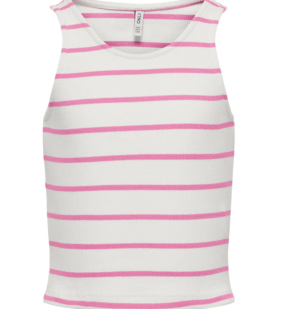 Kids Only Top - Rib - Short - KogNessa - Cloud Dancer/Fuchsia Pi