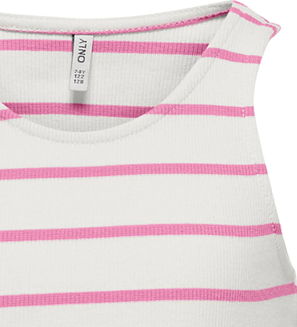 Kids Only Top - Rib - Short - KogNessa - Cloud Dancer/Fuchsia Pi