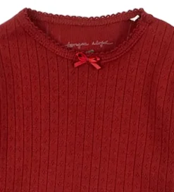 Konges Sløjd Body l/æ - Minnie - Red Dahlia m. Hulmønster