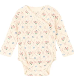 Konges Sløjd Body l/æ - Rib - Minnie - Fleur Decor m. Hulmønster