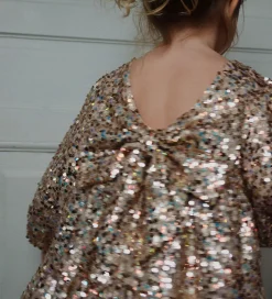 Konges Sløjd Kjole - Lila Sequins Bow - Gold Glitter