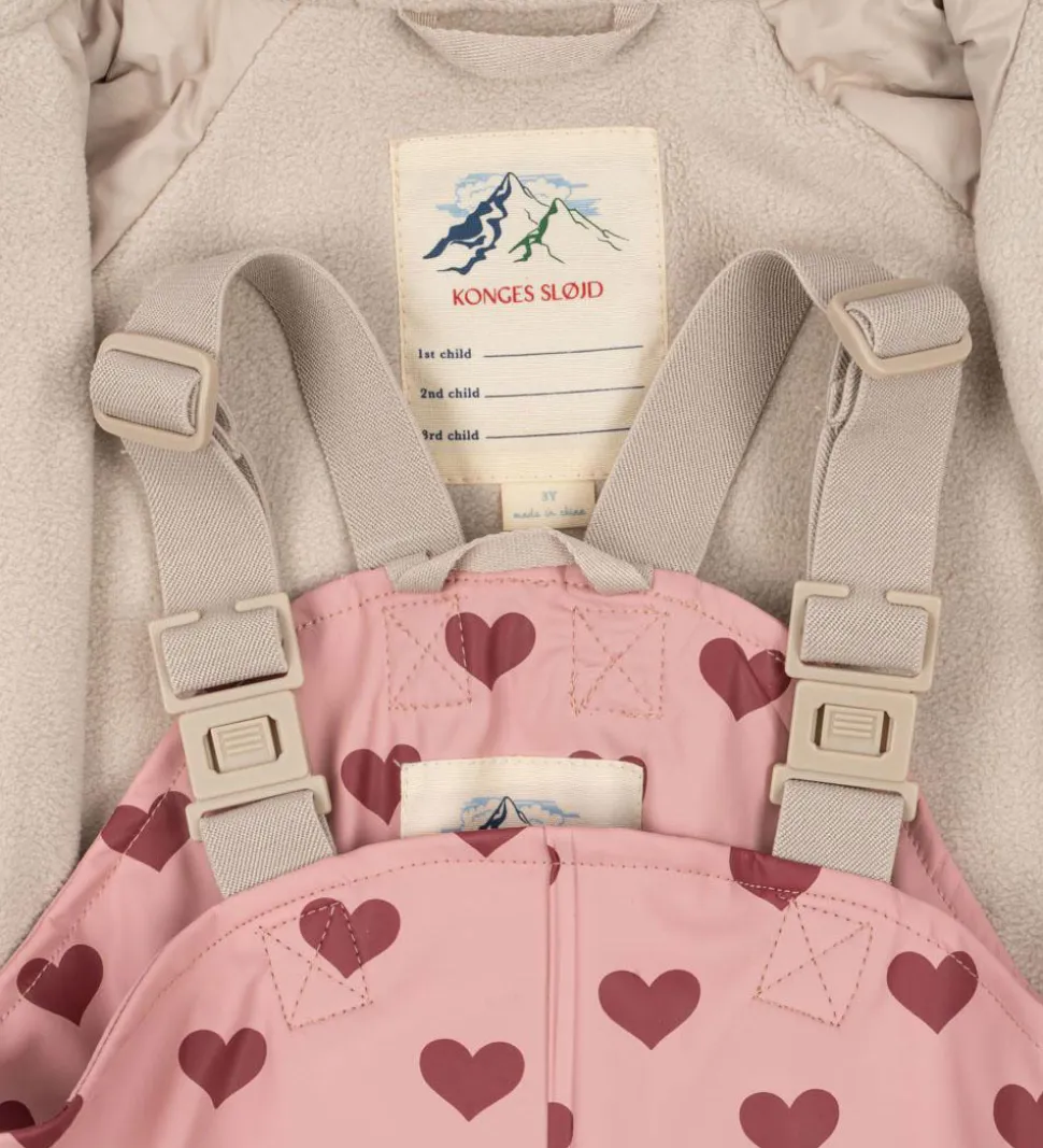 Konges Sløjd Regntøj m. Seler/Fleece - PU - Palme - Amour Pink