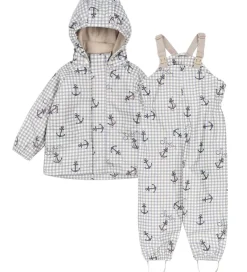 Konges Sløjd Regntøj m. Seler/Fleece - PU - Palme - Sailor Check