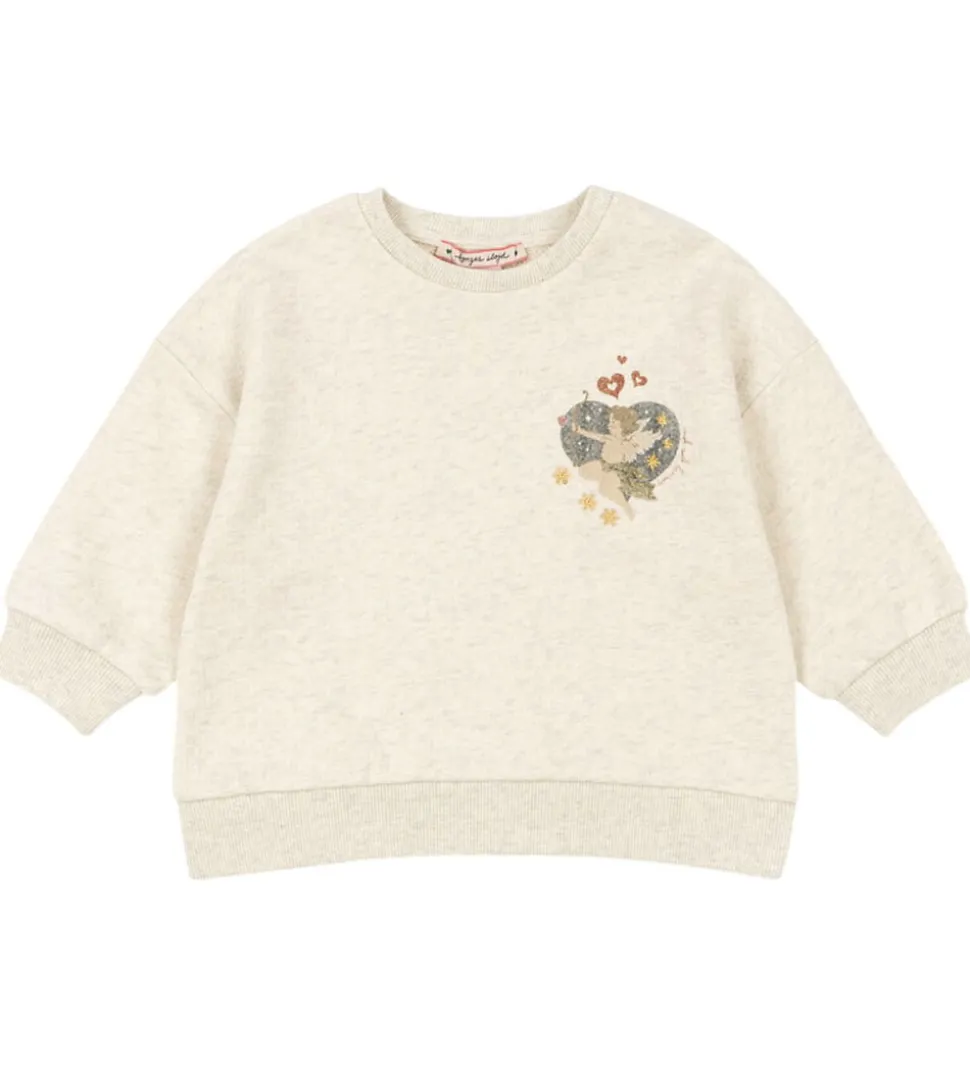 Konges Sløjd Sweatshirt - Loupy Lou - Off White Melange m. Engle