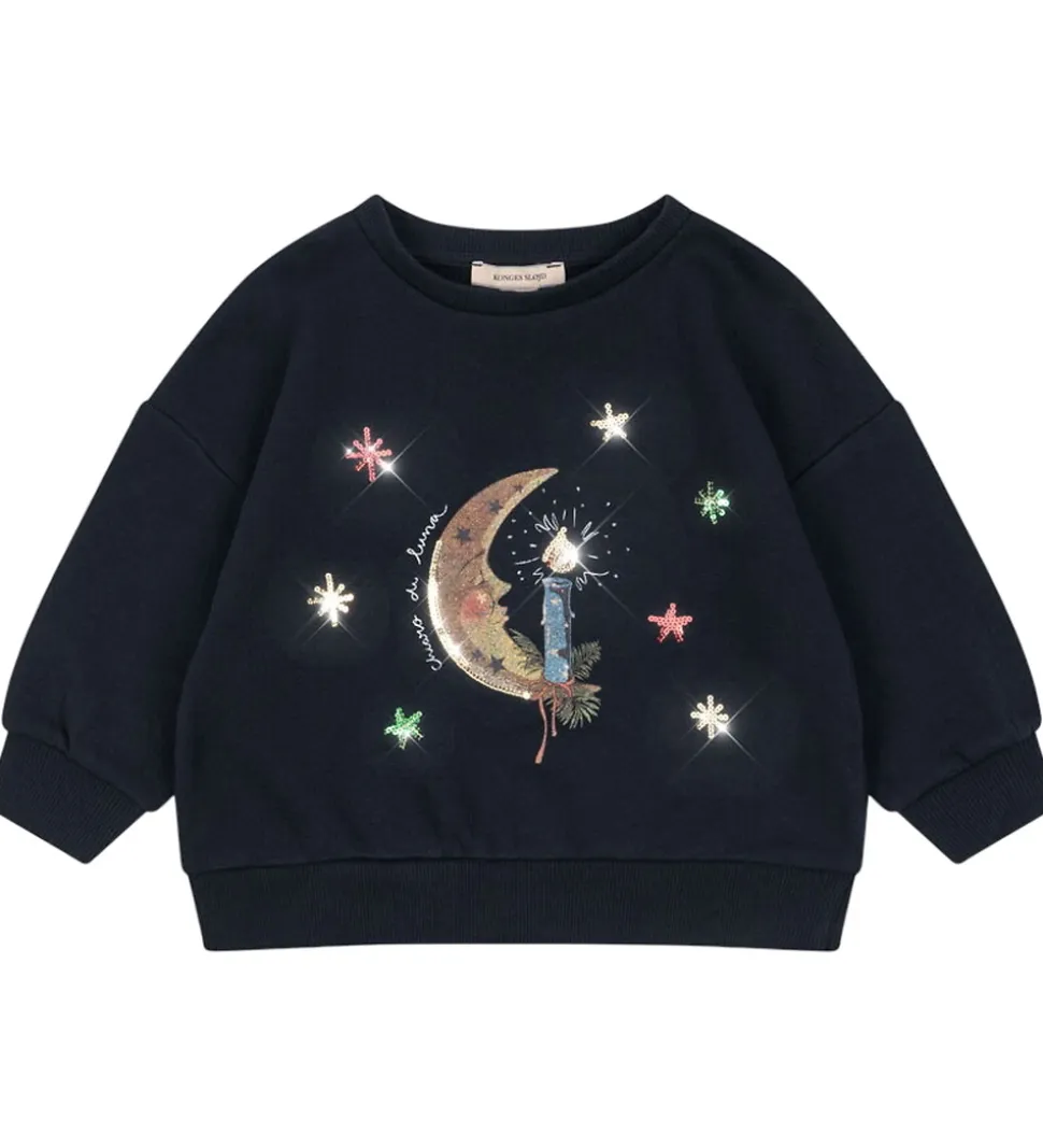 Konges Sløjd sweatshirt - Loupy Lou - Dark Navy m. Måne