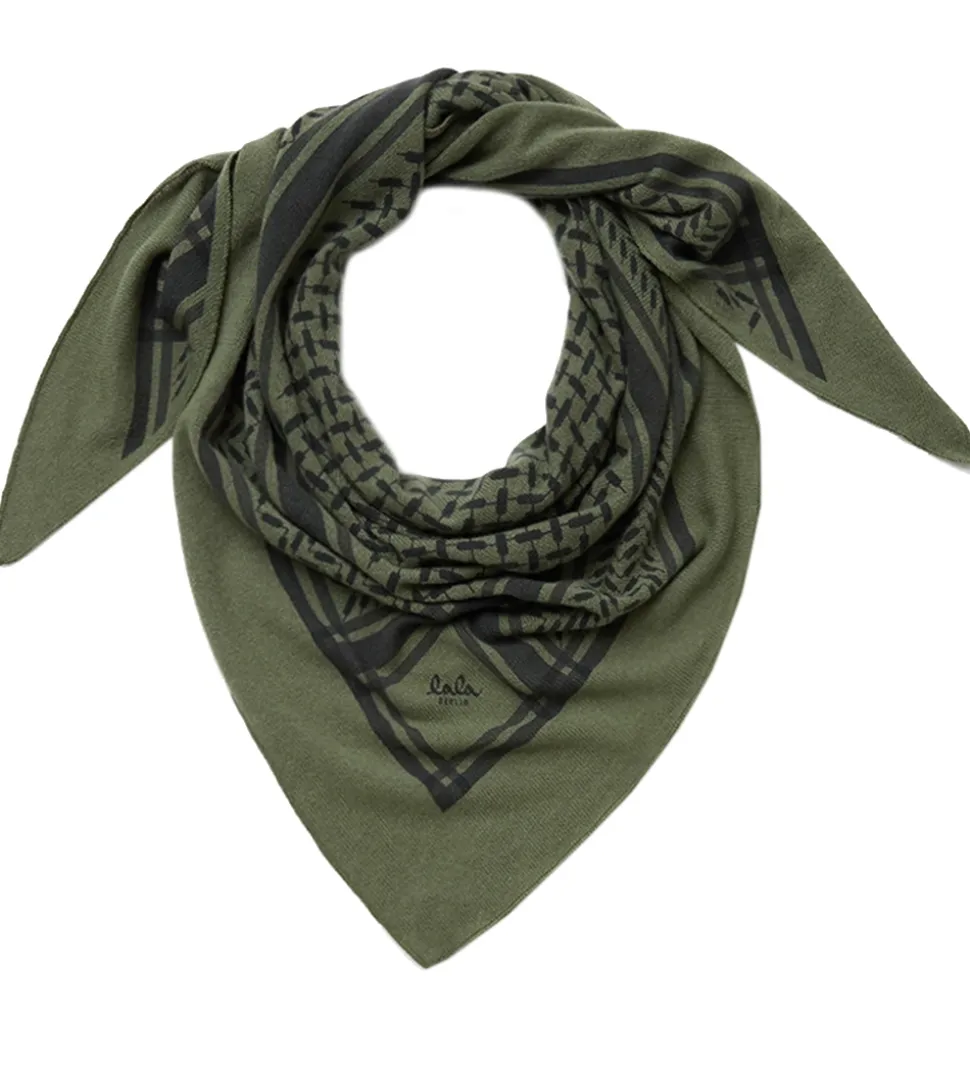 LaLa Berlin Tørklæde - 162x85 - Triangle Trinity - Moss/Asphalt