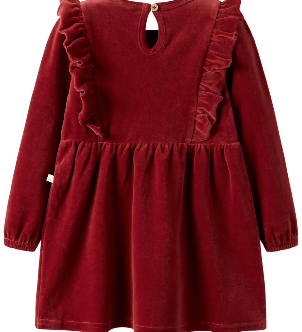 Lil' Atelier Kjole - Velour - NmfSaga - Red Dahlia