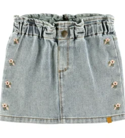 Lil Atelier Nederdel - NmfDarlee - Medium Blue Denim/Flower Emb