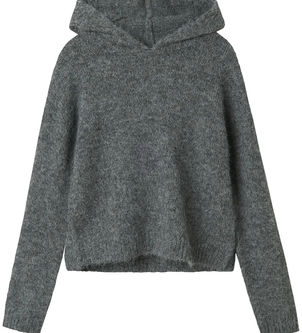 LMTD Hættetrøje - Strik - NlfNulo - Dark Grey Melange