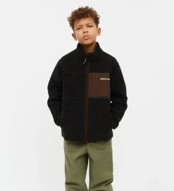 Mads Nørgaard Fleecejakke - Teddy - Jeffo - Jet Black m. Brun