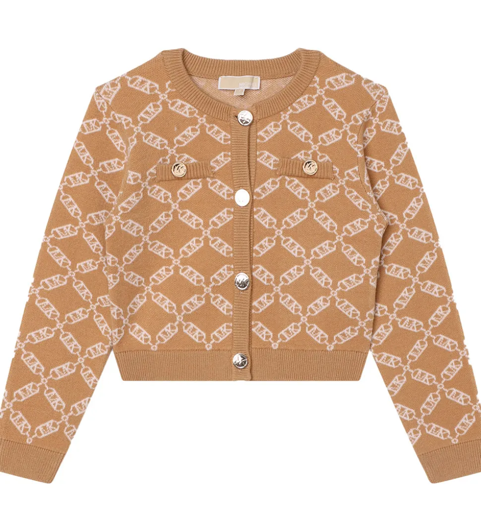 Michael Kors Cardigan - Cropped - Strik - Dark Stone/Hvid m. Møn