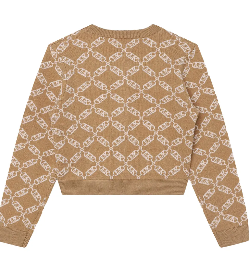 Michael Kors Cardigan - Cropped - Strik - Dark Stone/Hvid m. Møn