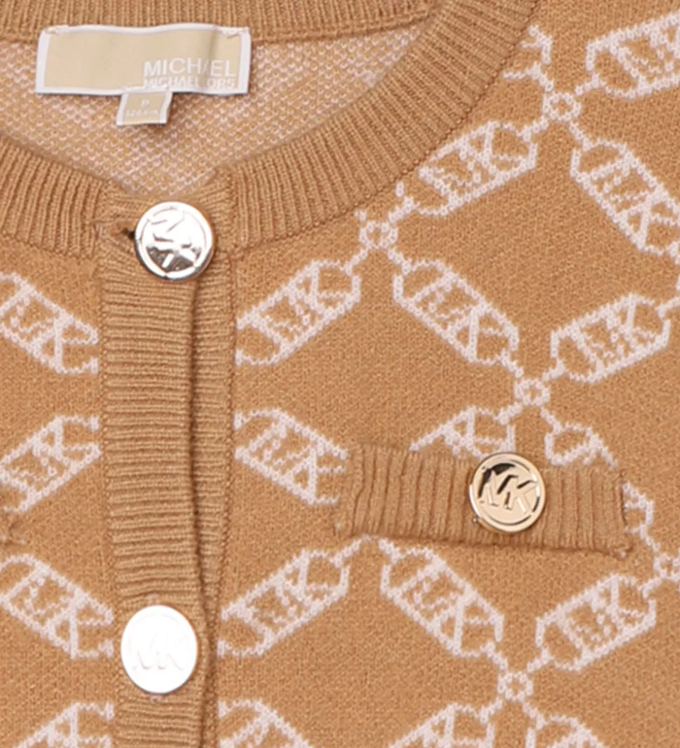 Michael Kors Cardigan - Cropped - Strik - Dark Stone/Hvid m. Møn