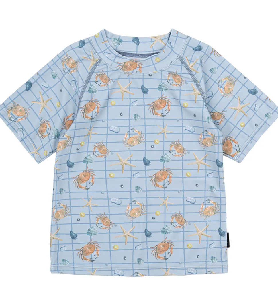 Mikk-Line Badebluse - UV50+ - Faded Denim m. Tern/Print