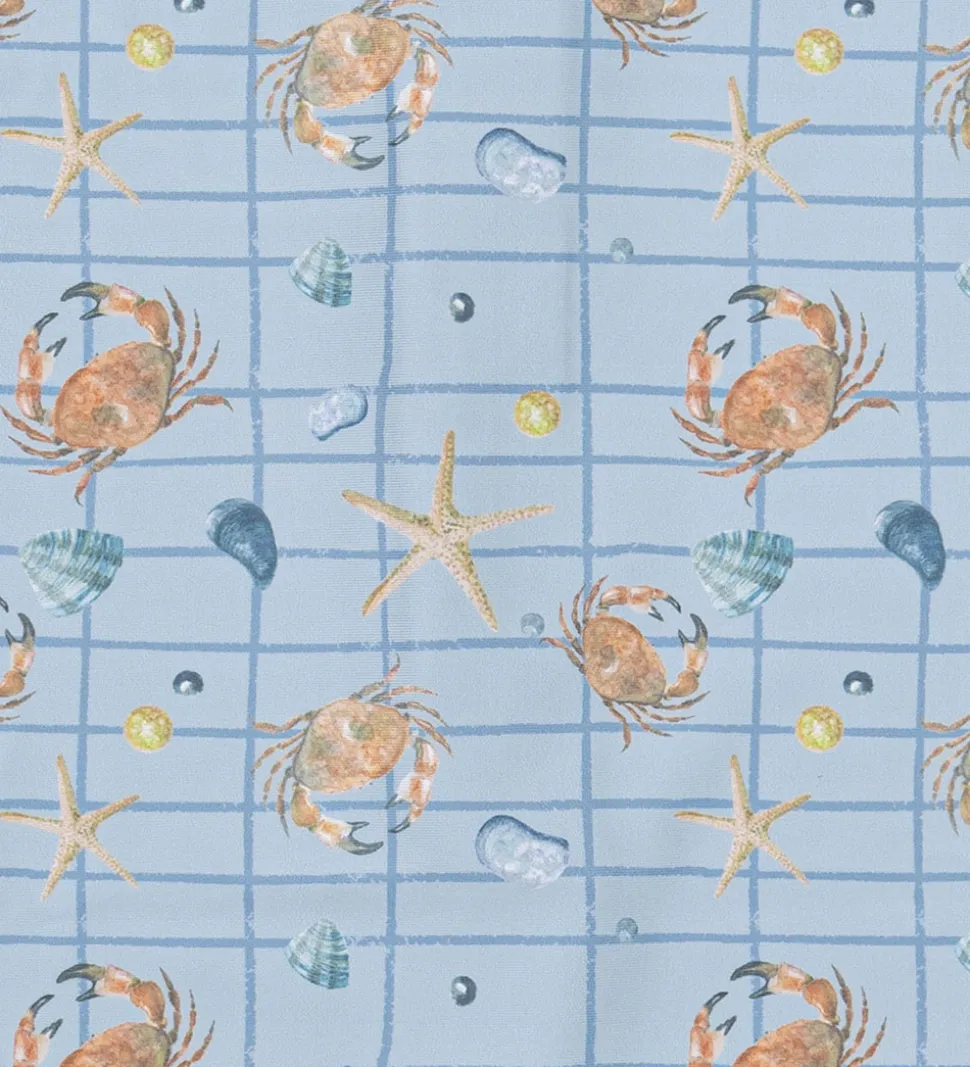 Mikk-Line Badebluse - UV50+ - Faded Denim m. Tern/Print