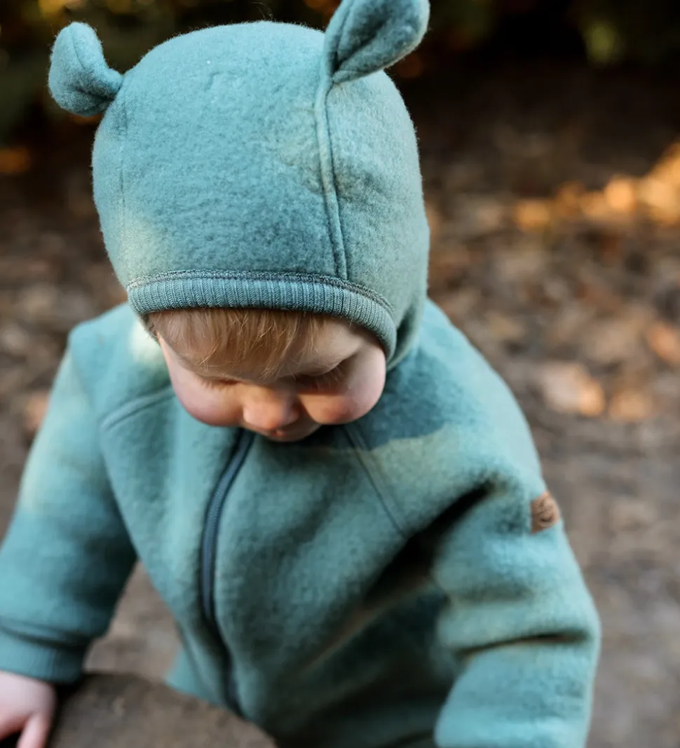 Mikk-Line Elefanthue - Uld - 1-lags - Balsam Green m. Ører