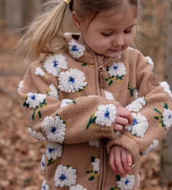 Mikk-Line Fleecejakke - Chipmunk m. Blomster