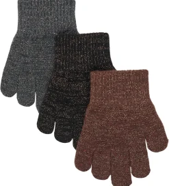 Mikk-Line Handsker - Uld/Polyamid - 3-pak - French Roast-Black-A