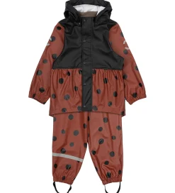 Mikk-Line Regntøj m. Seler - PU - Henna m. Mariehøne