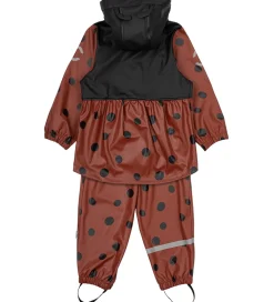 Mikk-Line Regntøj m. Seler - PU - Henna m. Mariehøne