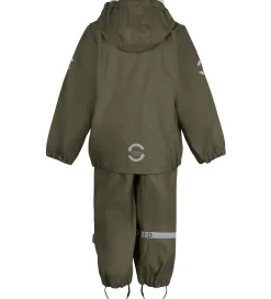Mikk-Line Regntøj m. Seler - PU - Recycled - Dusty Olive