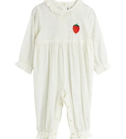 Mini Rodini Heldragt - Strawberry Schiffli - Hvid