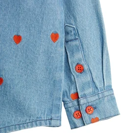 Mini Rodini Skjorte - Denim - Blå m. Hjerter