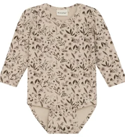 Minymo Body l/æ - Sweat - Smoke Gray m. Blomster