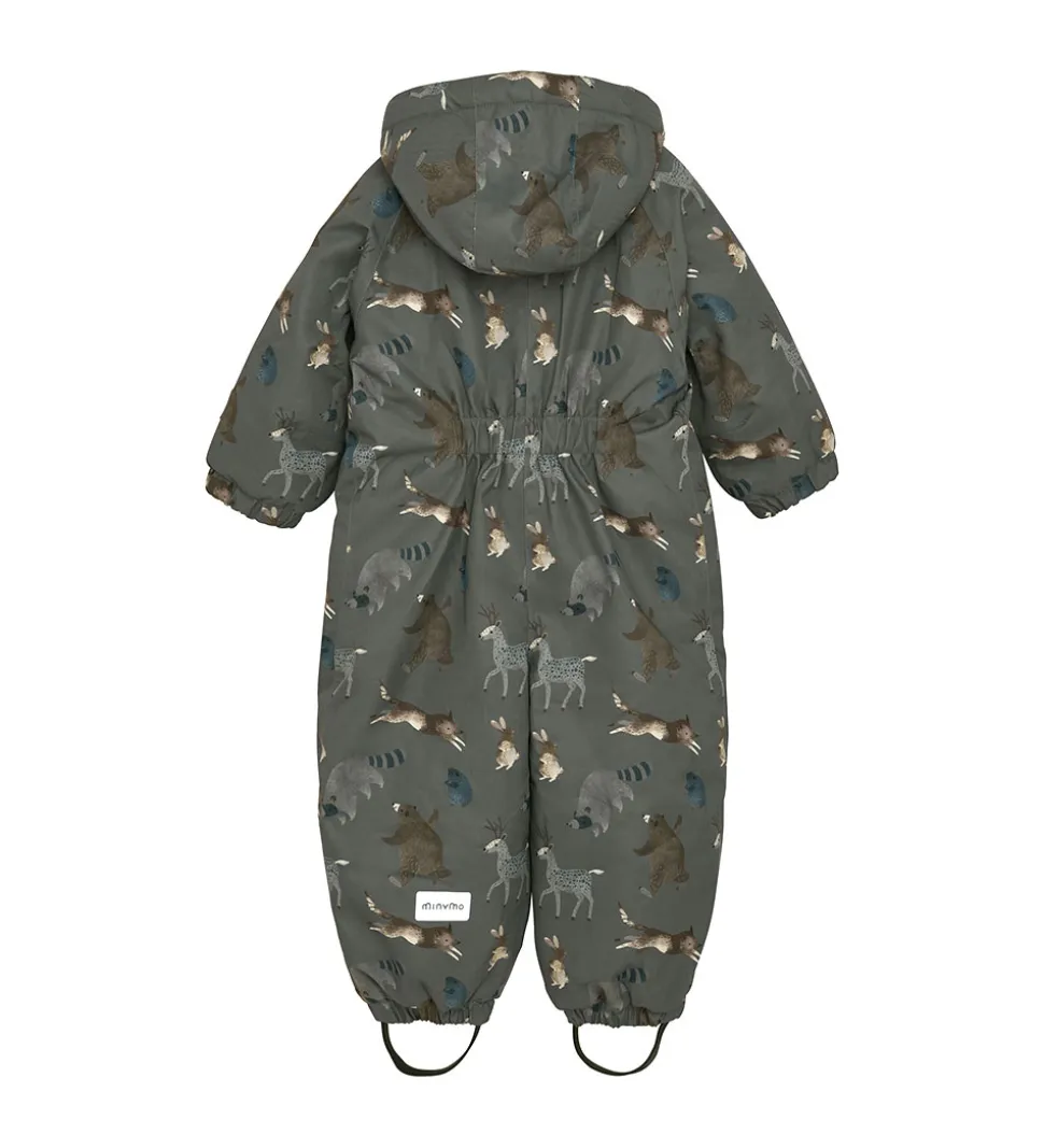 Minymo Flyverdragt - Dark Gull Grey m. Print