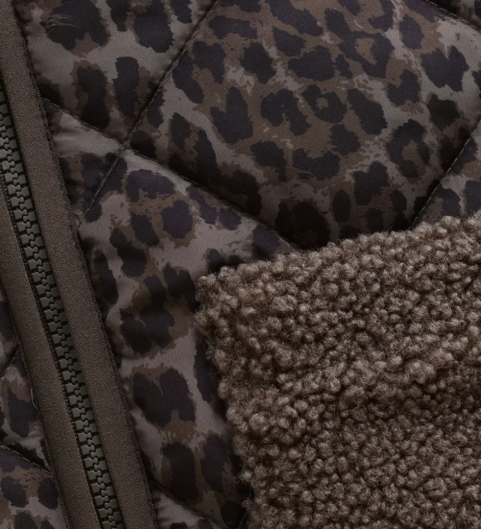 Minymo Jakke - Chocolate Chip m. Leopardprint