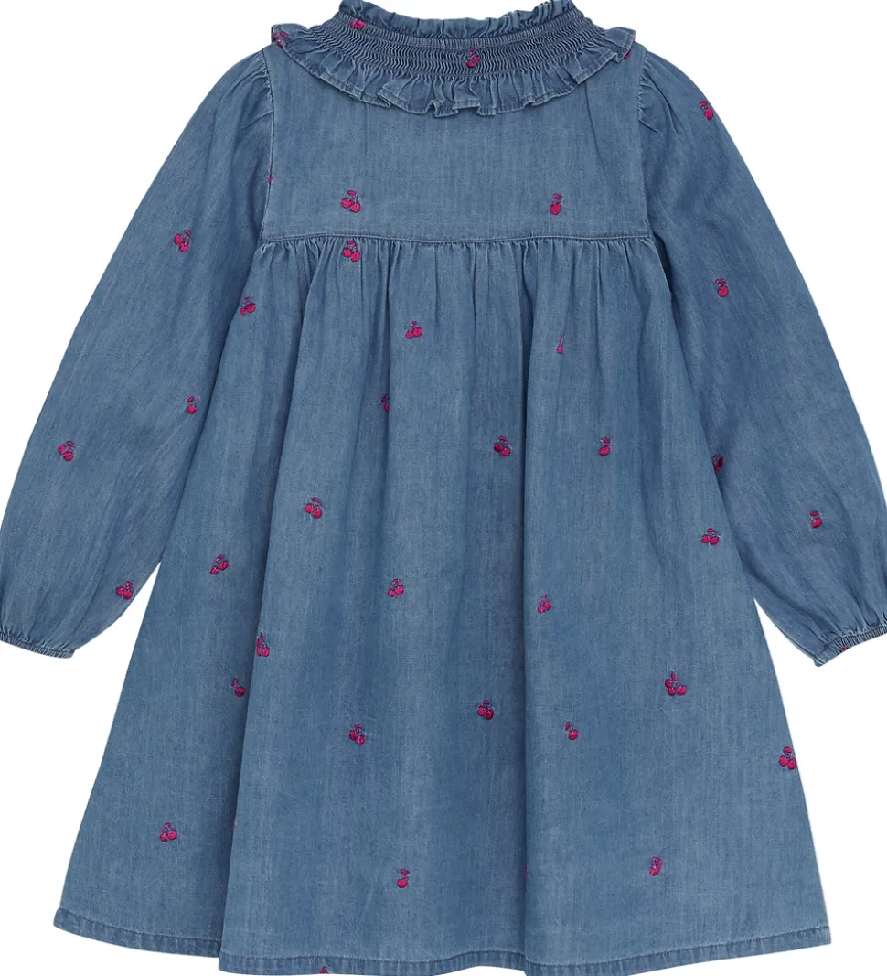 Minymo Kjole - Denim - Ombre Blue m. Kirsebær