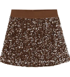 Minymo Nederdel - Velour - Woodrose m. Pailletter