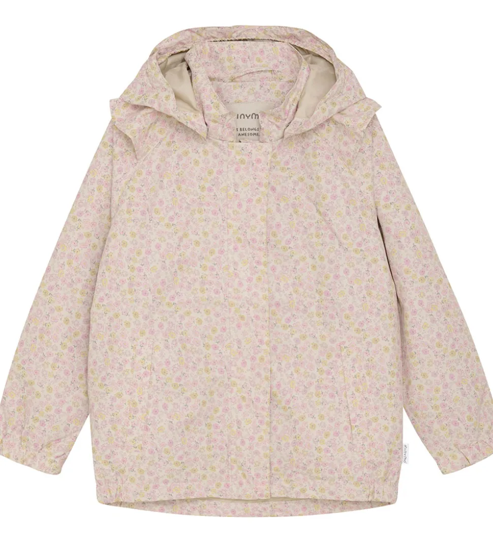 Minymo Regnjakke - PE - Peach Whip m. Blomster