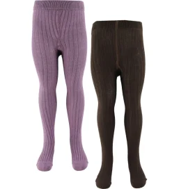 Minymo Strømpebukser - 2-Pak - Solid Rib - Zephyr