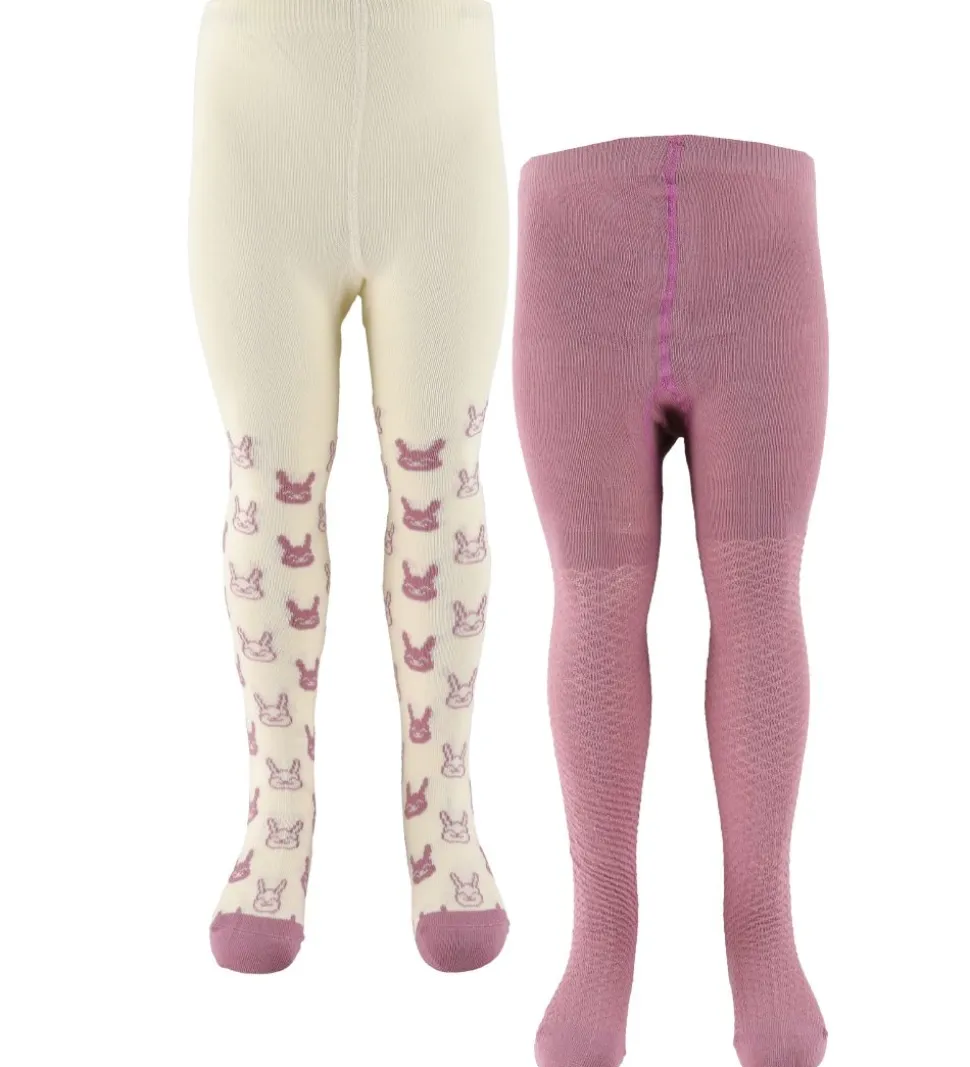 Minymo Strømpebukser - 2-Pak - Orchid Haze m. Mønster