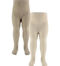 Minymo Strømpebukser - 2-pak - Rib - Noos - Silver Mink Melange