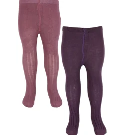 Minymo Strømpebukser - Uld - Rib - 2-Pak - Orchid Haze