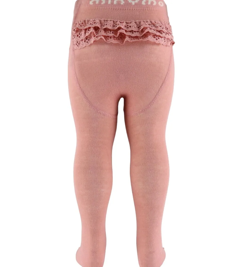 Minymo Strømpebukser m. Blonder - Rose Cloud