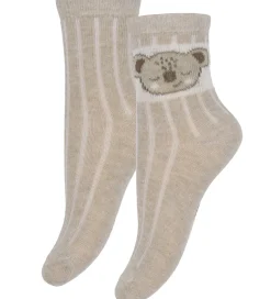 Minymo Strømper - 2-pak - Silver Mink m. Print