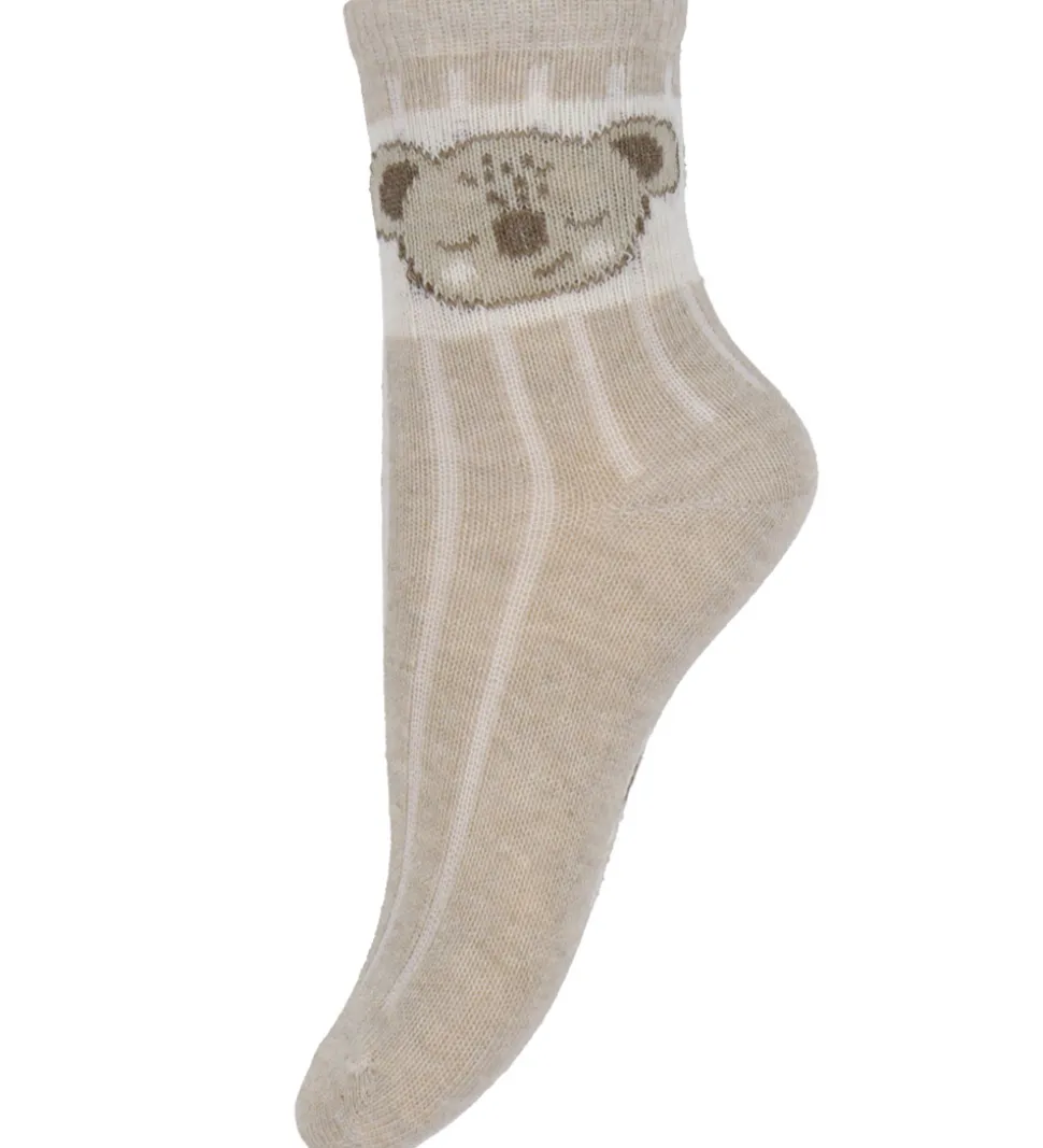 Minymo Strømper - 2-pak - Silver Mink m. Print