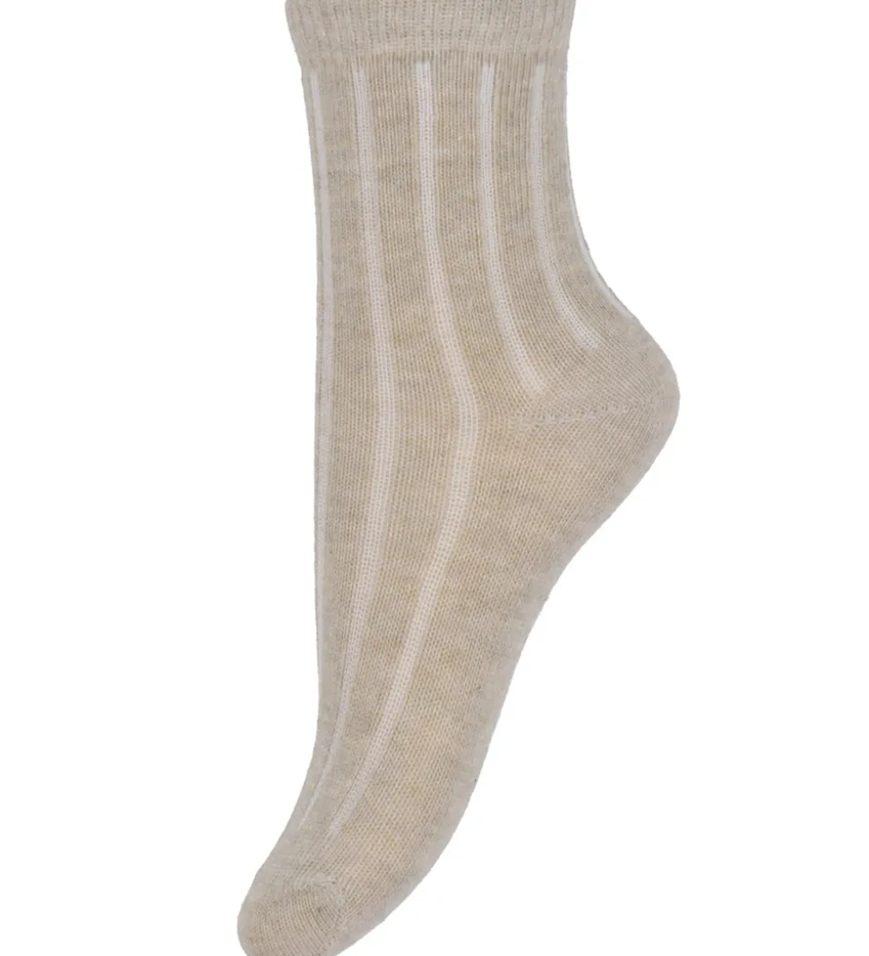 Minymo Strømper - 2-pak - Silver Mink m. Print