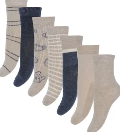 Minymo Strømper - 7-pak- Blue Nights/Beige m. Mønster