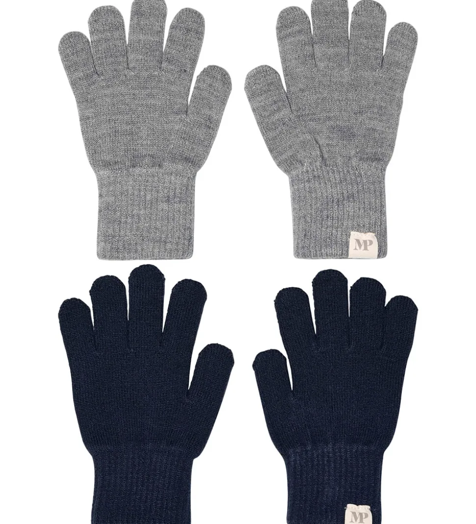 MP Handsker - Uld - Comfy - 2-pak - Mix Lysegråmeleret/Peacoat B