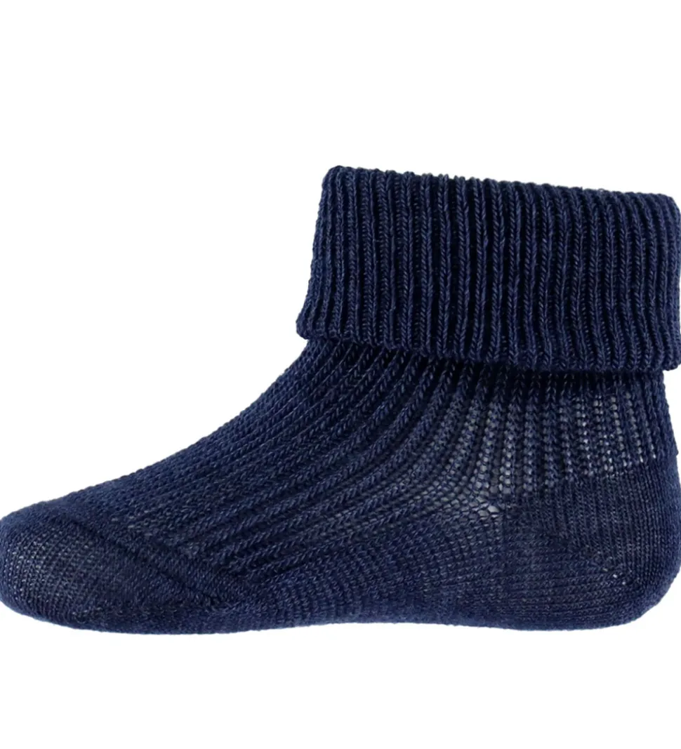MP Strømper - Rib - Uld/Silke - Gro - Navy