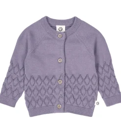 Müsli Cardigan - Strik - Leaf - Lilac Fog m. Hulmønster