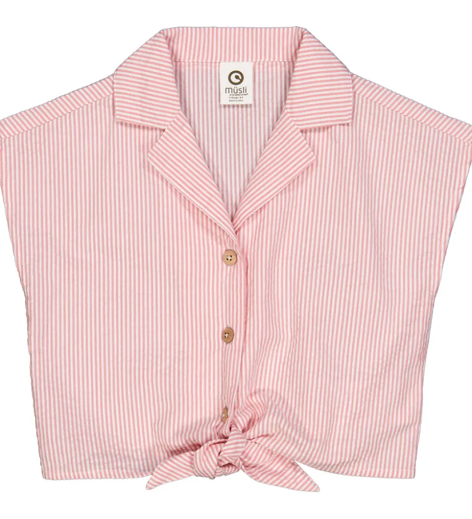 Müsli Skjorte - Seesucker - Crop - Balsam Cream/Bubblegum