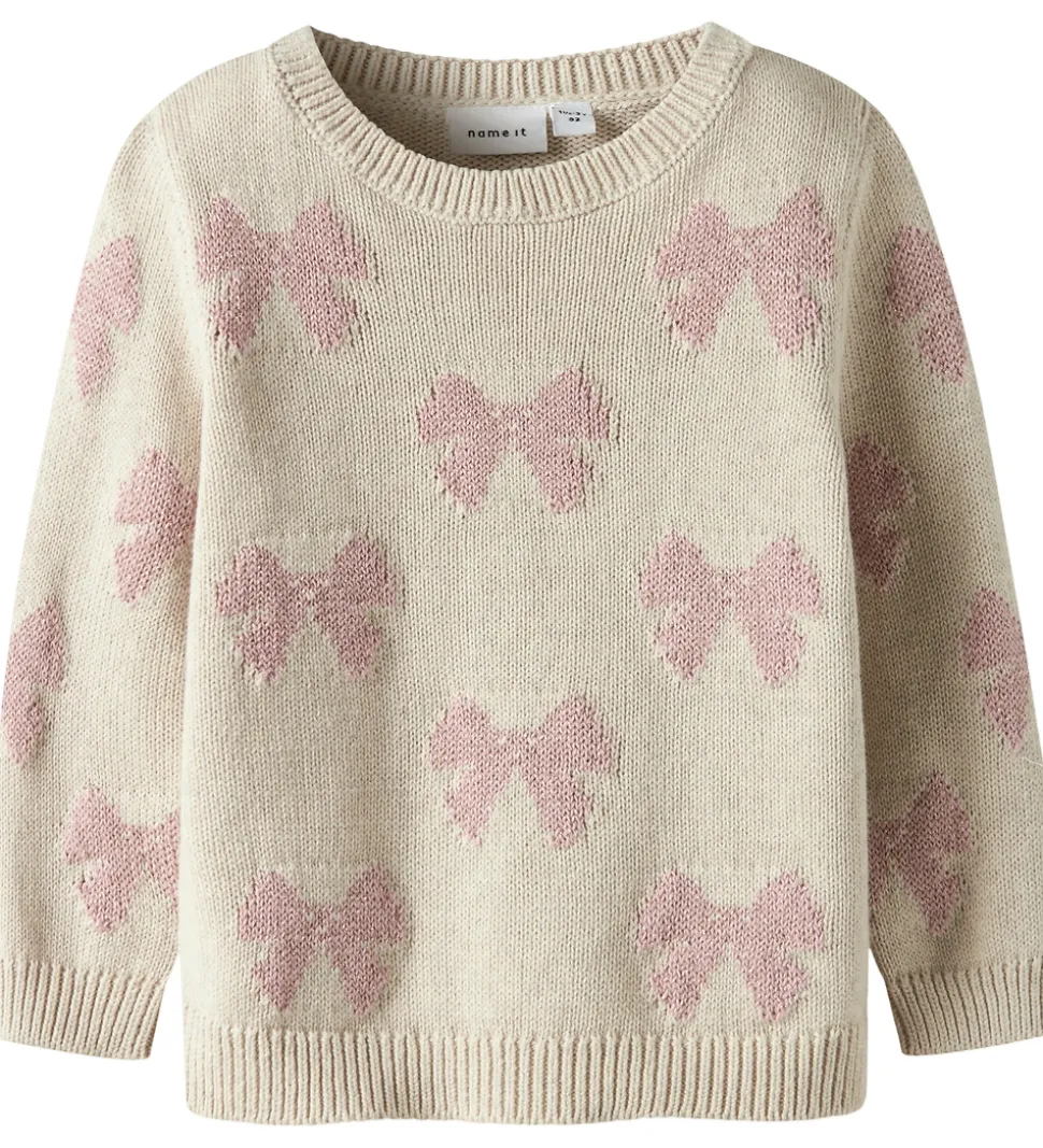 Name It Bluse - Strik - NmfRekka - Peyote Melange m. Sløjfer